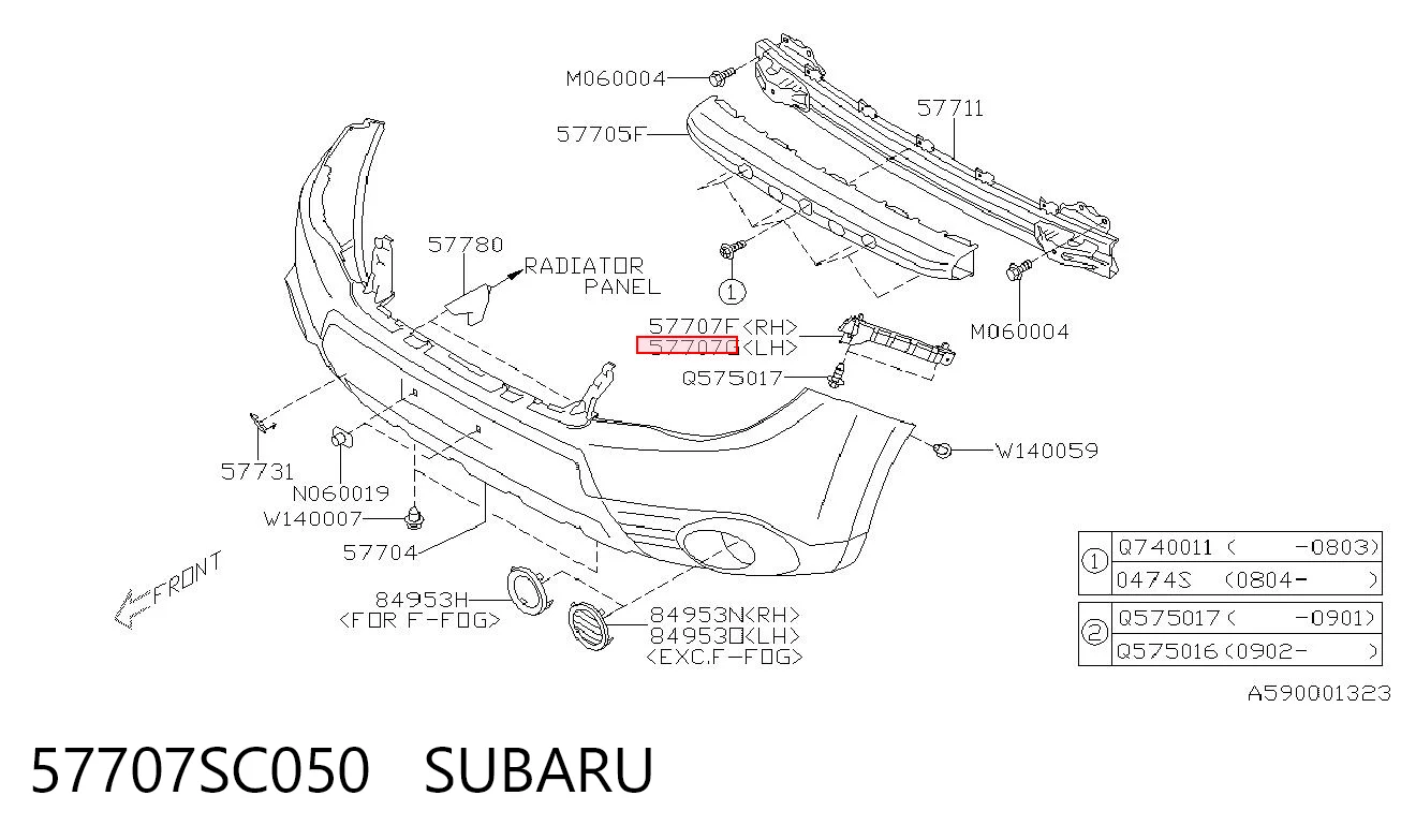 57707SC050 Subaru Левое крепление переднего бампера