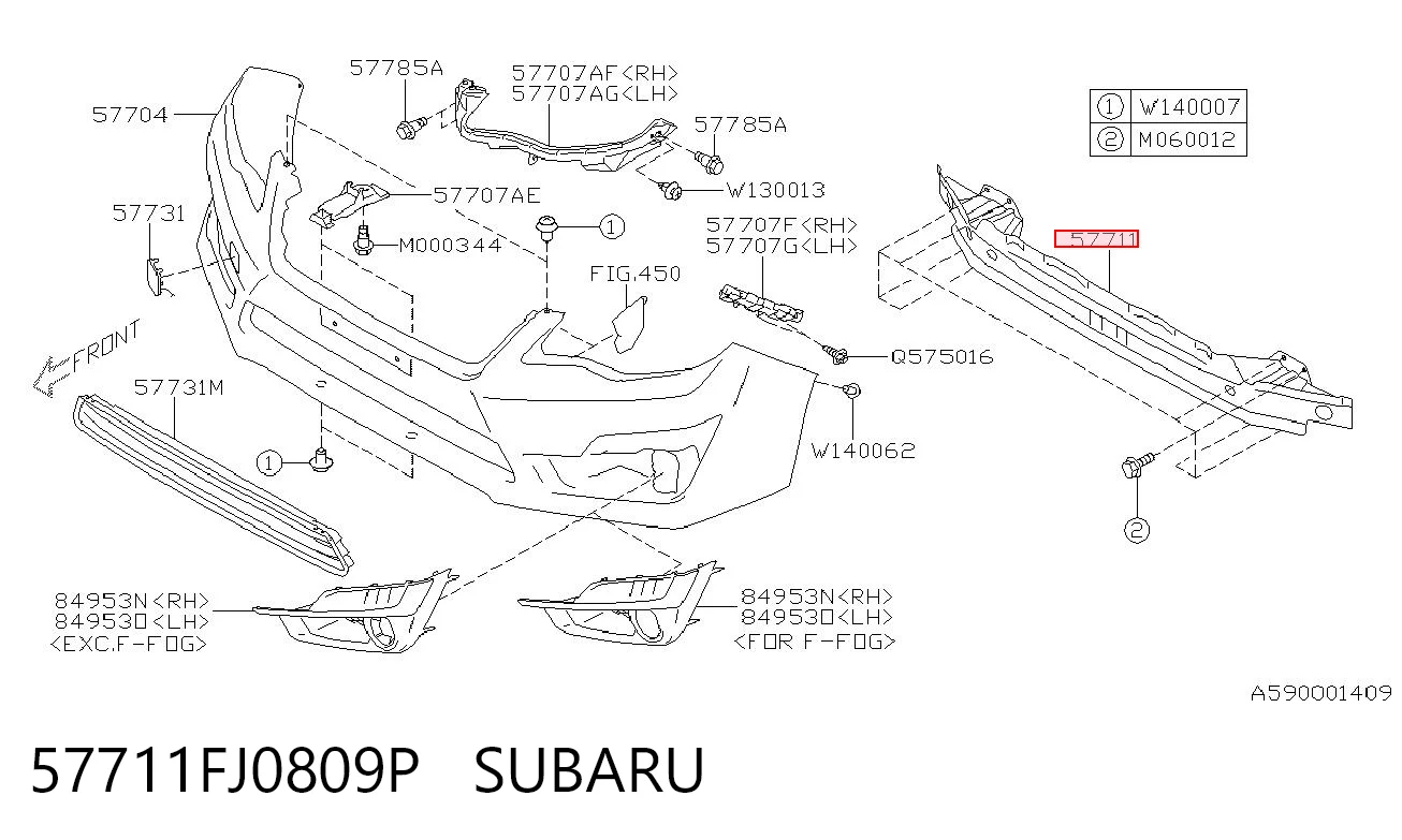 57711FJ0809P Subaru Балка бампера переднего