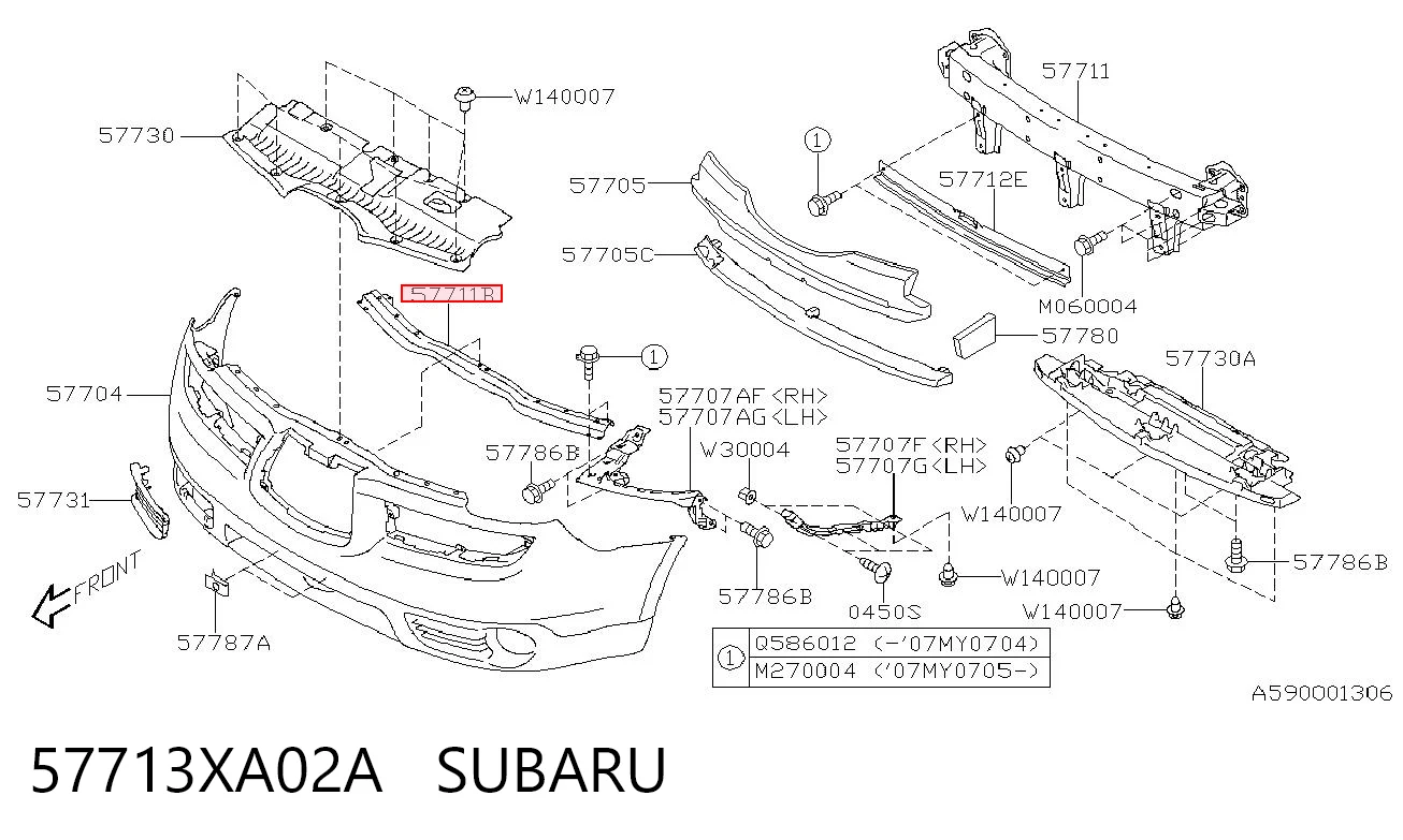 57713XA02A Subaru Балка бампера переднего