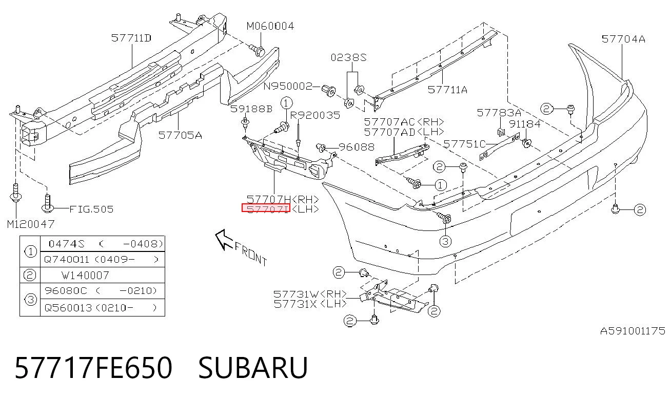 57717FE650 Subaru Левое крепление заднего бампера