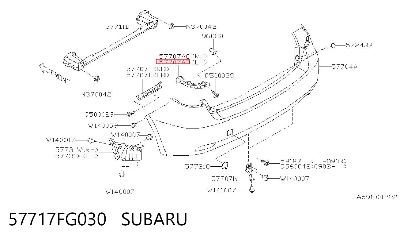57717FG030 Subaru Левое крепление заднего бампера