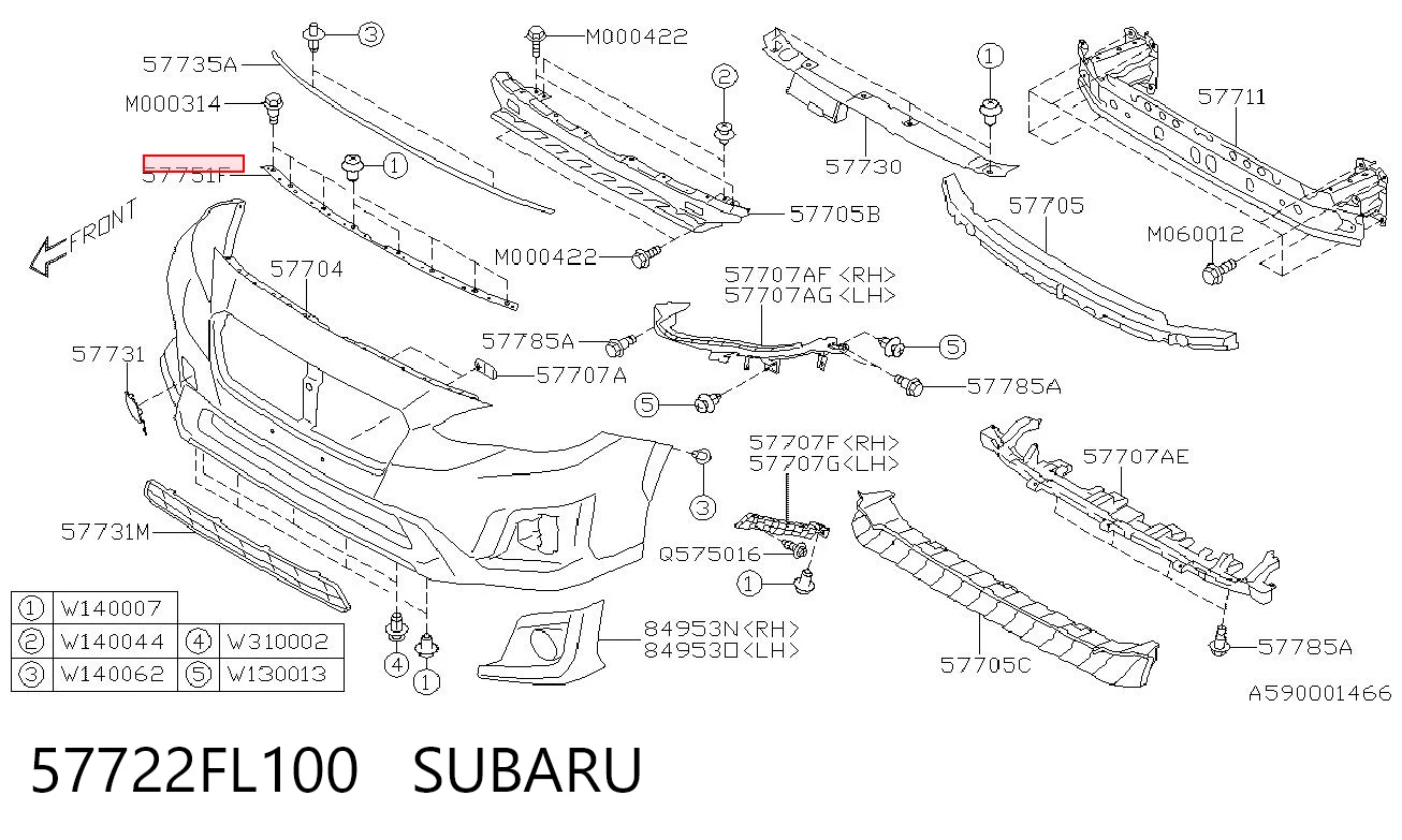 57722FL100 Subaru Кронштейн бампера переднего центральный