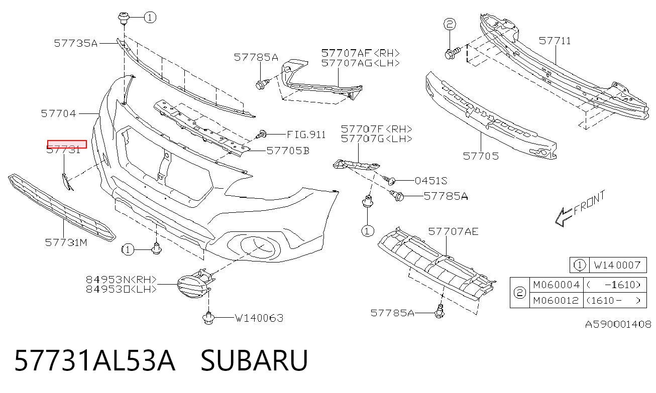 57731AL53A Subaru Передняя заглушка бампера буксировочного крюка