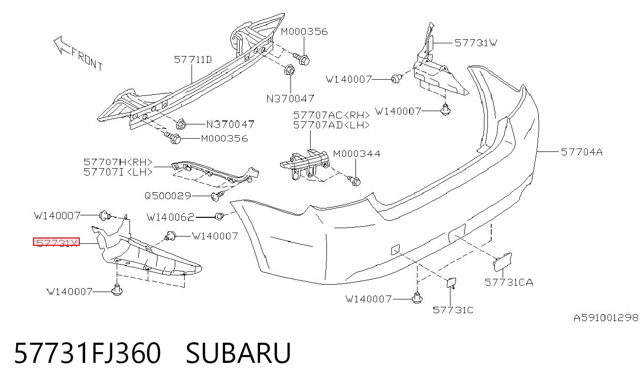 57731FJ360 Subaru Левое крепление заднего бампера