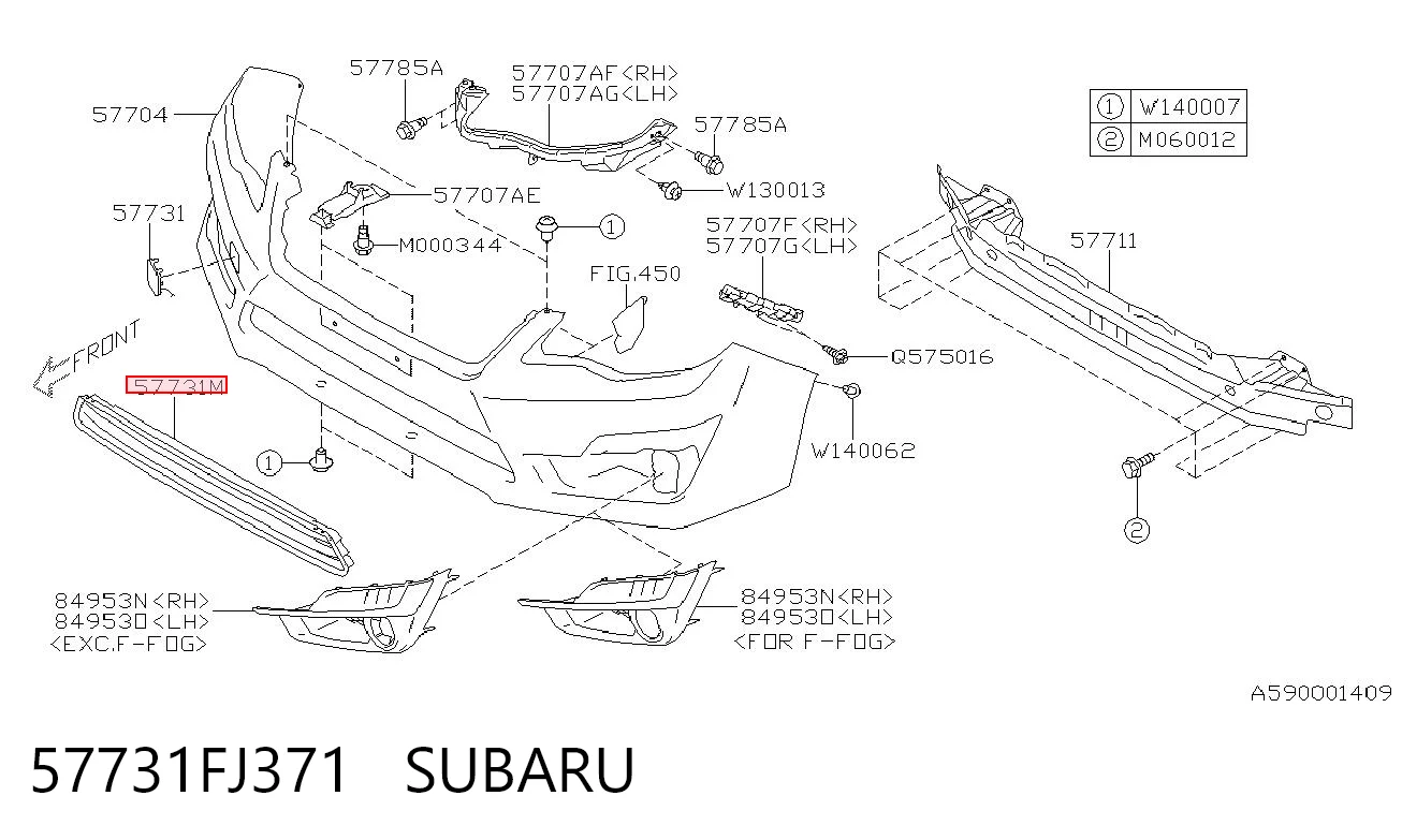 57731FJ371 Subaru Решетка переднего бампера