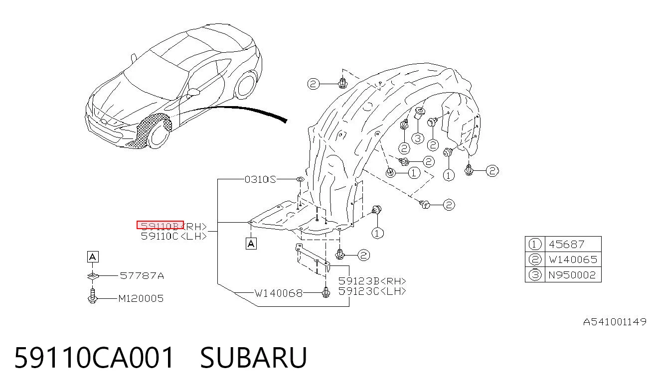 59110CA001 Subaru 