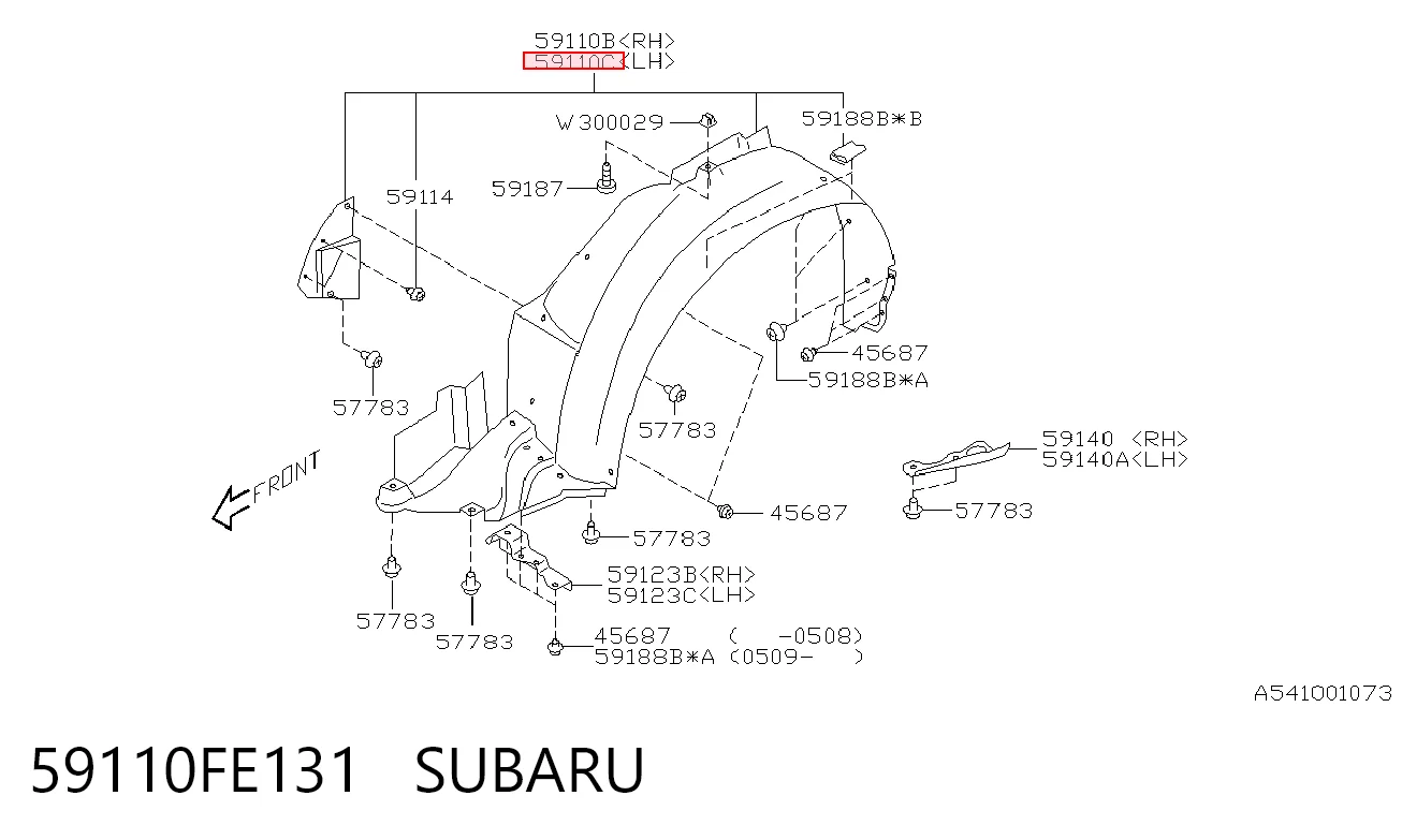59110FE131 Subaru Подкрылок крыла переднего левый