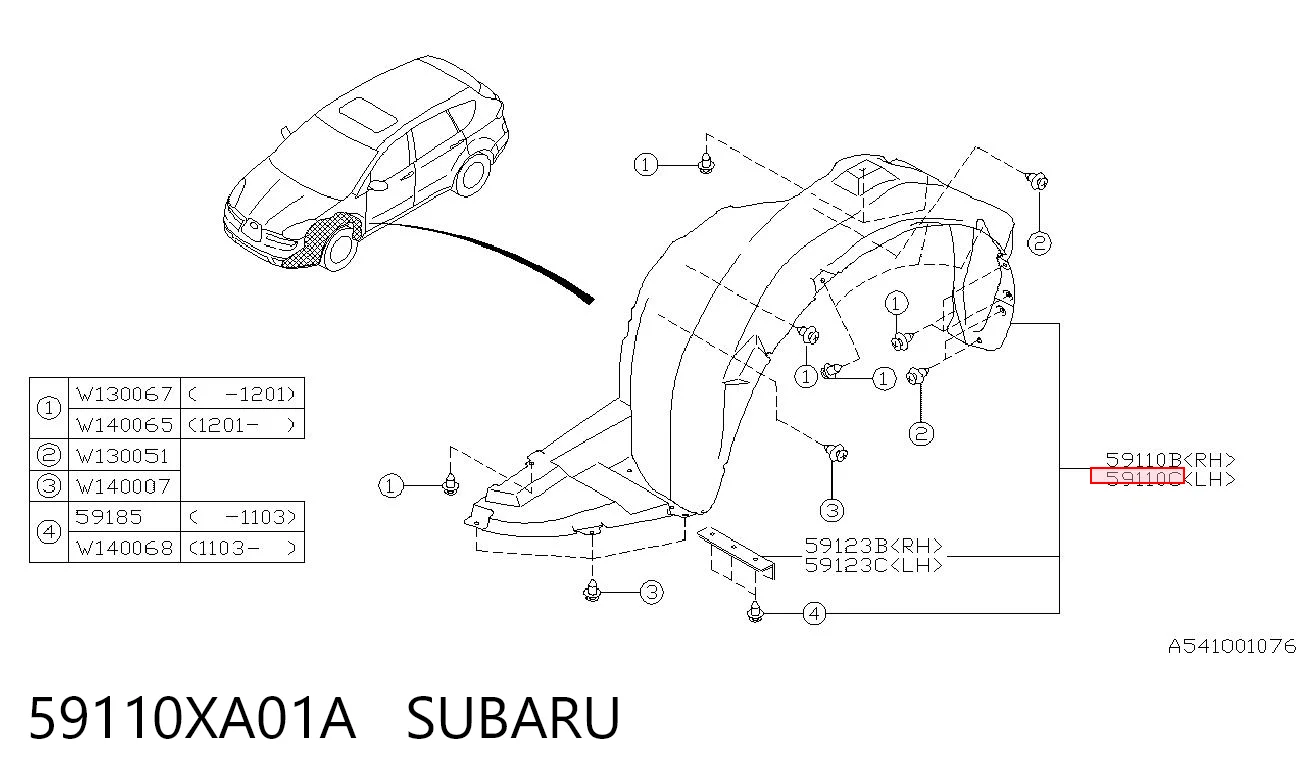Подкрылок передний левый на Subaru Tribeca  