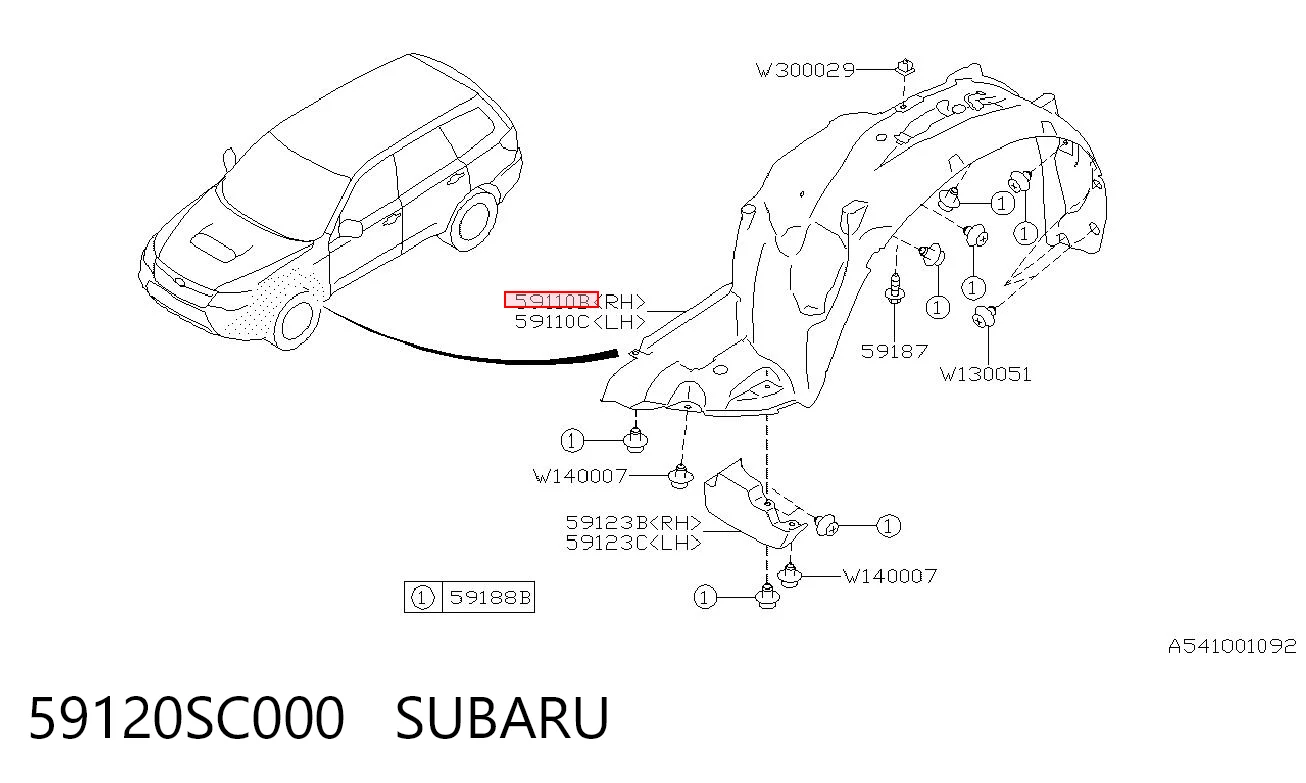 Подкрыльник переднего крыла, правый на Subaru Forester III S12, SH