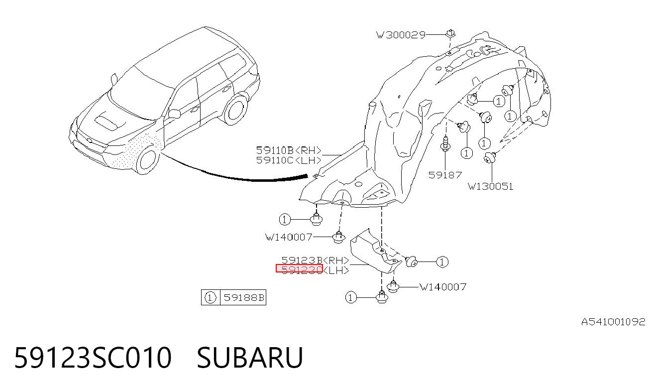 59123SC010 Subaru Брызговик передний, левый