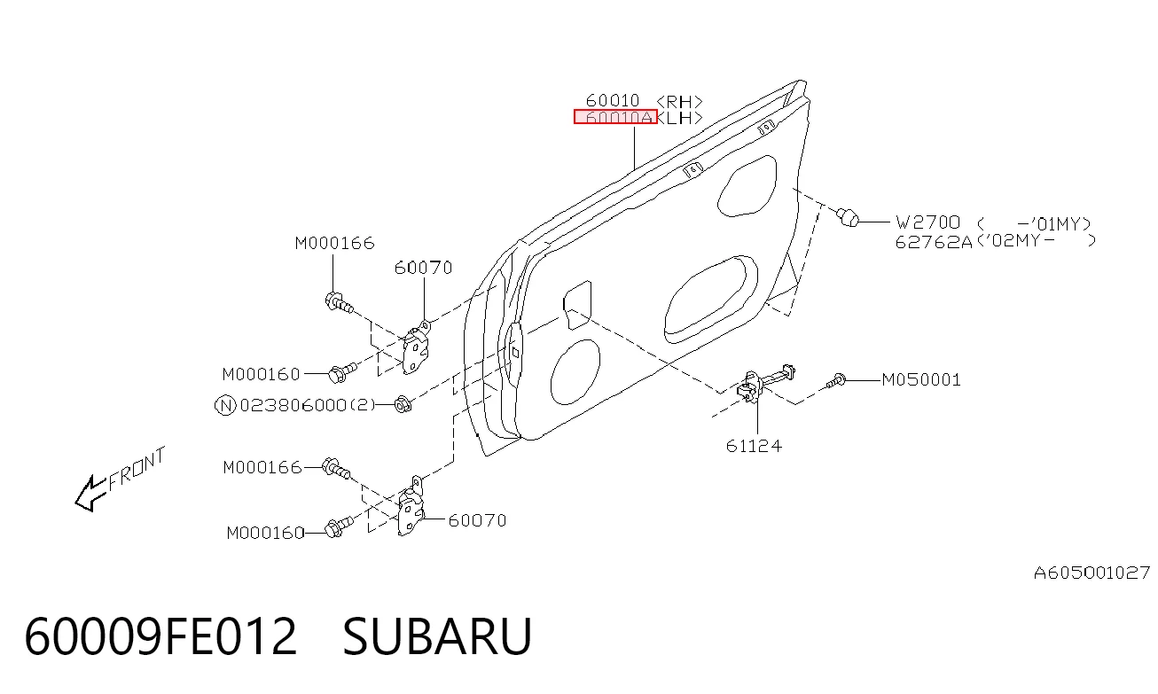 Передняя левая дверь Subaru Impreza II седан (GD) (1999 - 2009) цена, от 55.27 USD