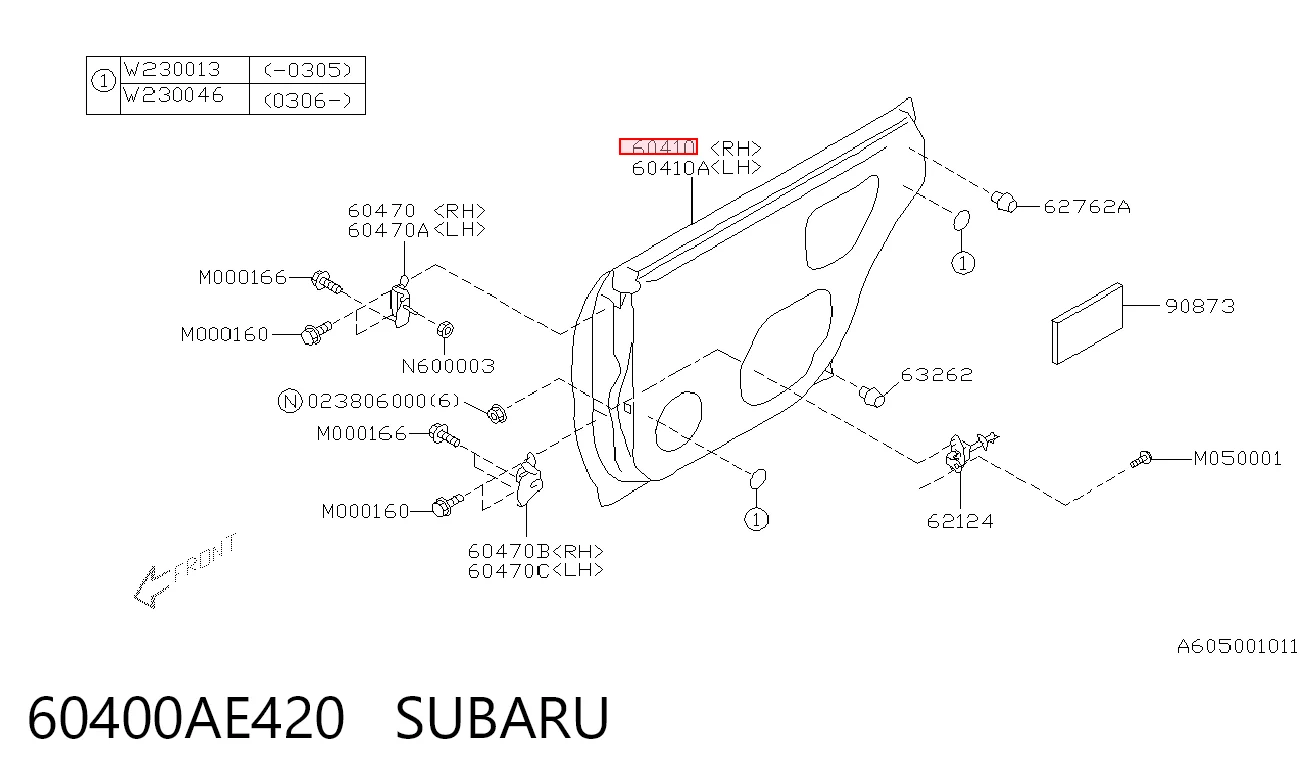 Дверь задняя, правая на Subaru Outback II B12, BE, BH
