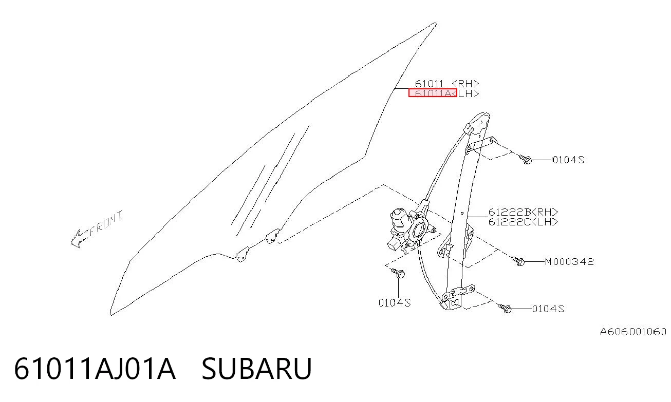 61011AJ01A Subaru Стекло двери передней левой