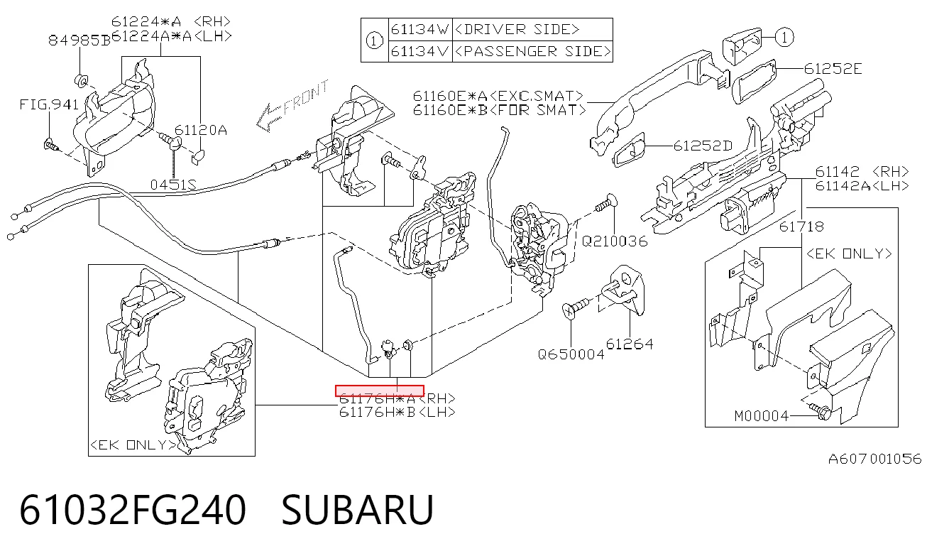 Внутренний дверной замок на Subaru Impreza III GH