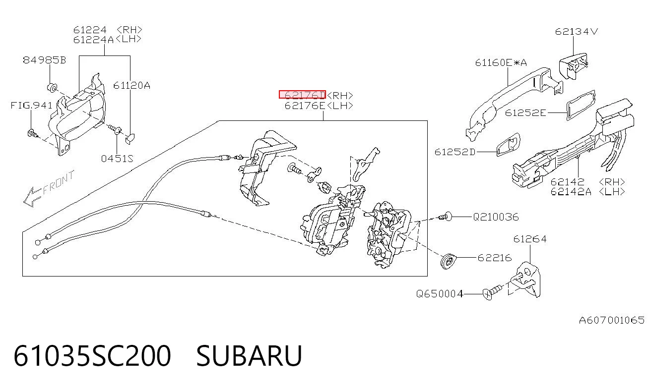61035SC200 Subaru Замок двери задней правой