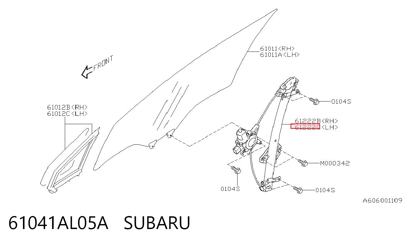 61041AL05A Subaru Механизм стеклоподъемника передней левой двери