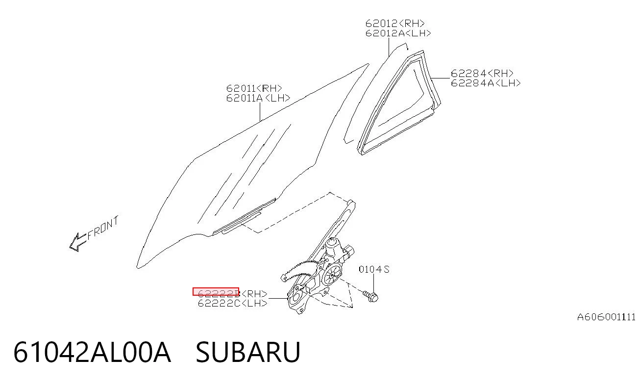 61042AL00A Subaru  Механизм стеклоподъемника правой задней двери