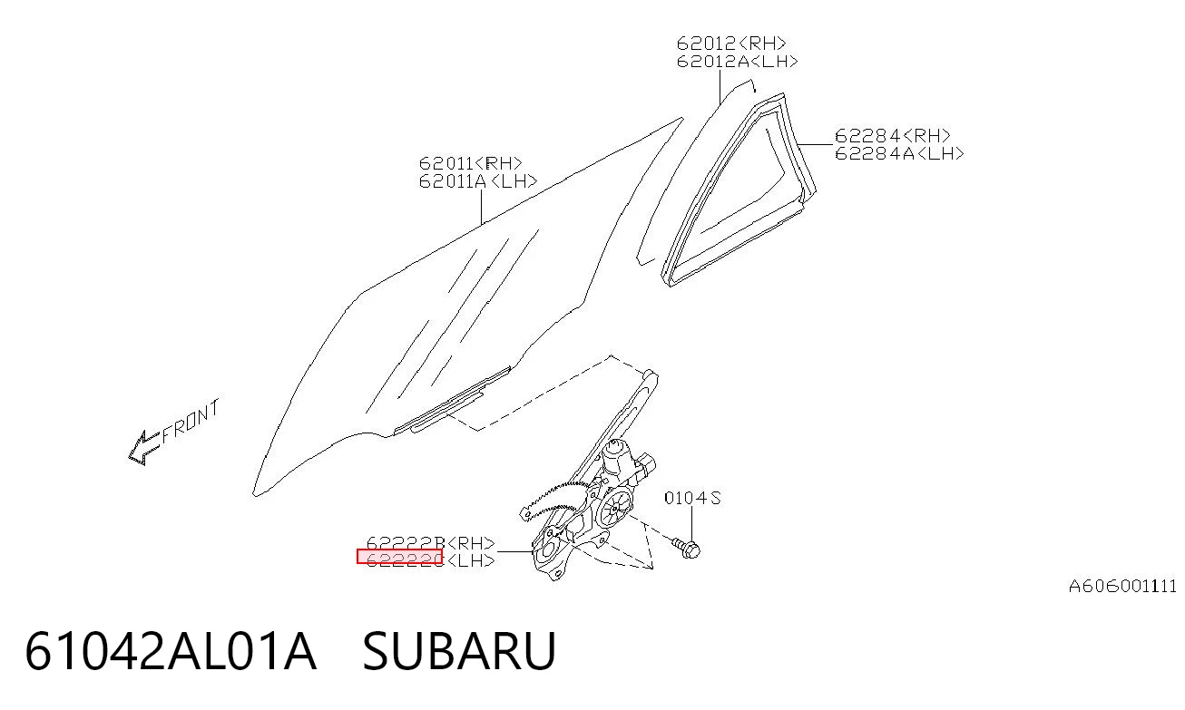 61042AL01A Subaru Механизм стеклоподъемника двери задней, левой