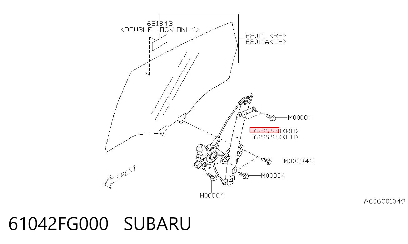 61042FG000 Subaru  Механизм стеклоподъемника правой задней двери
