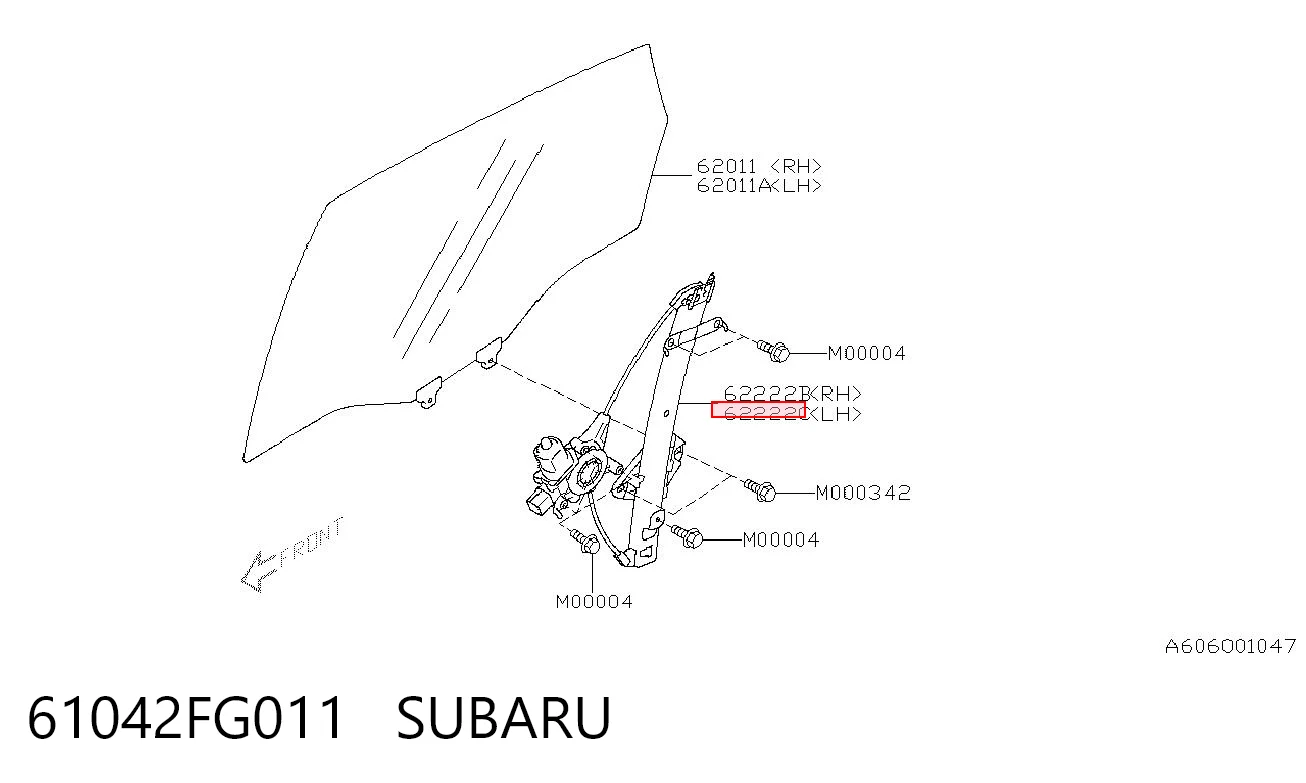 61042FG011 Subaru Механизм стеклоподъемника двери задней, левой