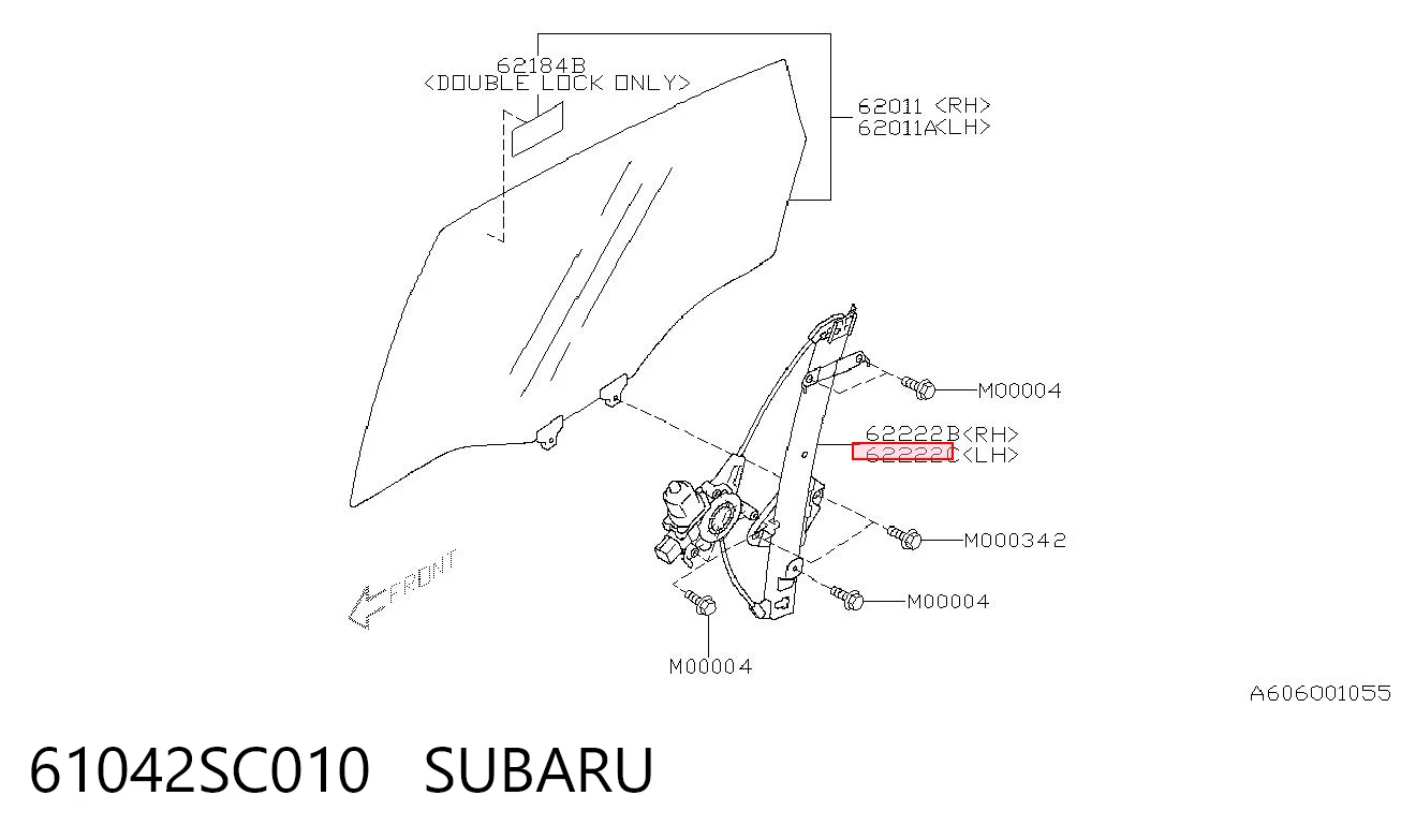 61042SC010 Subaru Механизм стеклоподъемника двери задней, левой
