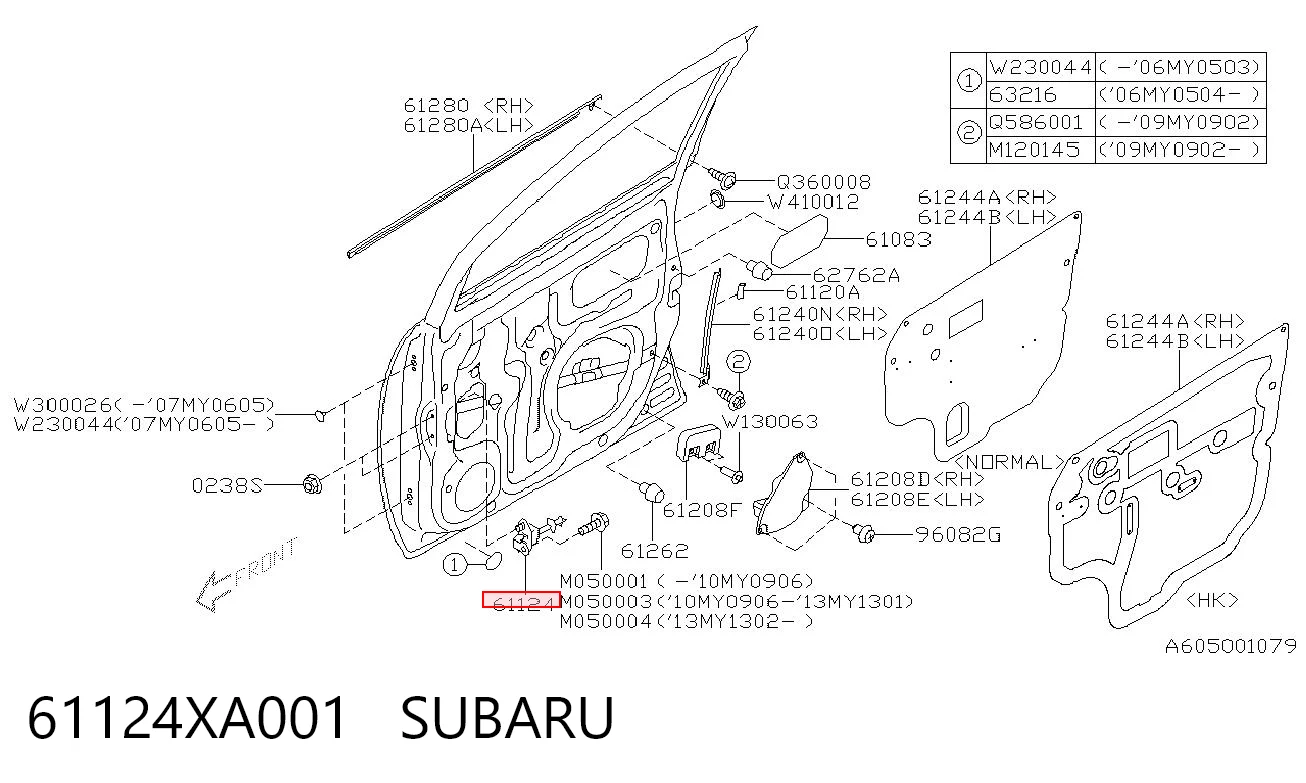 61124XA001 Subaru 