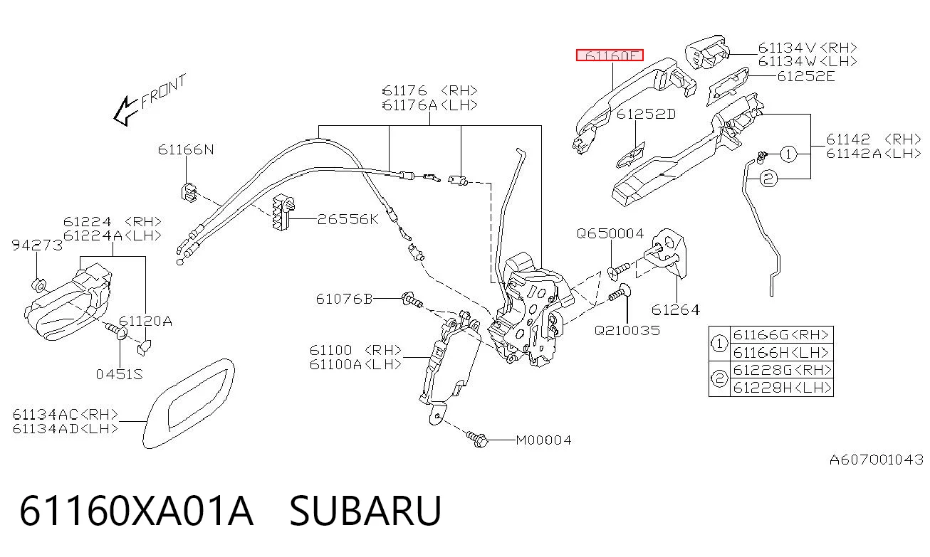 61160XA01A Subaru Ручка передней двери, наружная