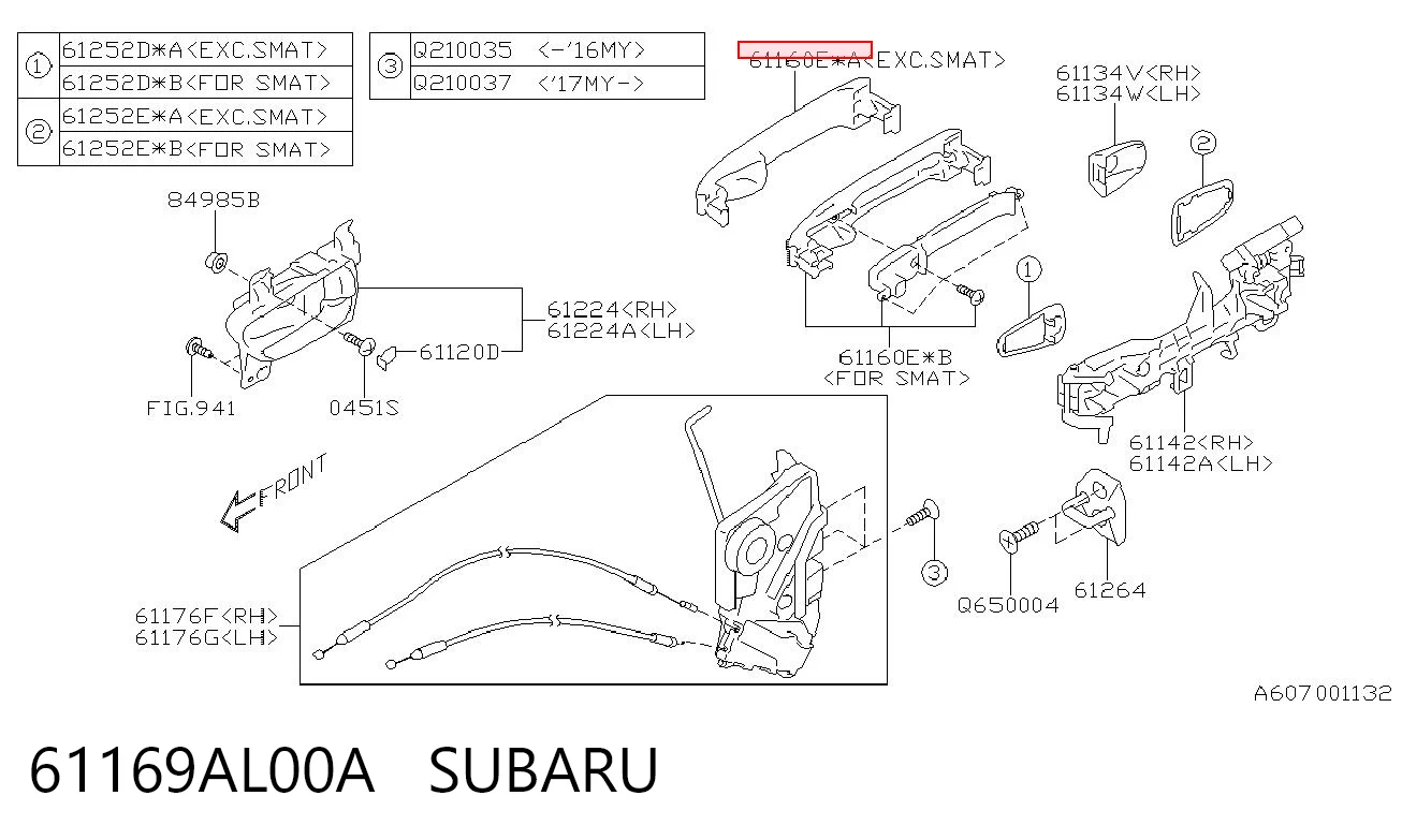 61169AL00A Subaru Ручка передней двери, наружная