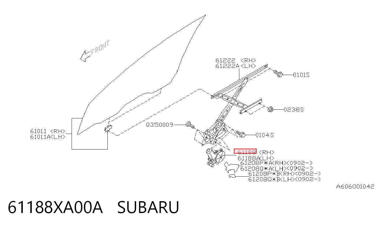 61188XA00A Subaru Мотор стеклоподъемника двери передней правой