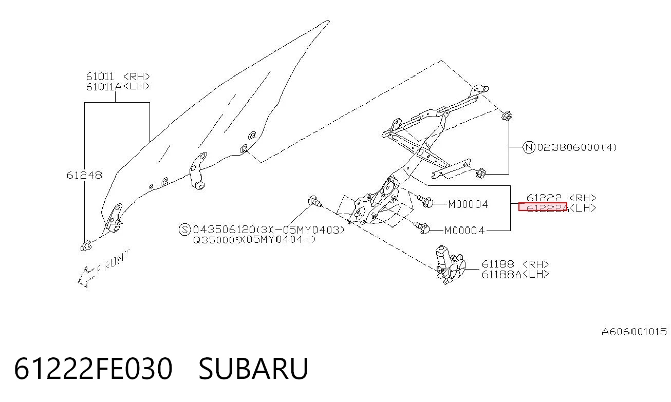 61222FE030 Subaru Механизм стеклоподъемника передней левой двери