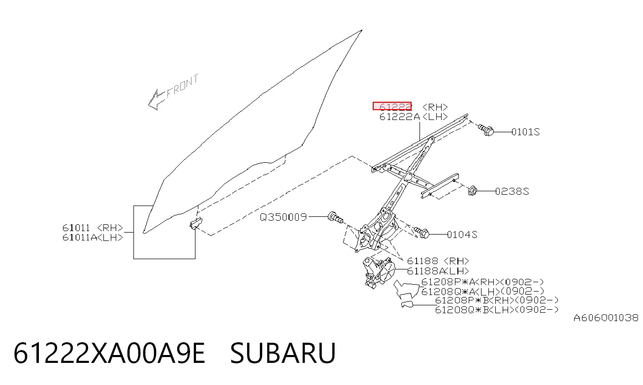 Механизм подъема стекол на Subaru Tribeca  