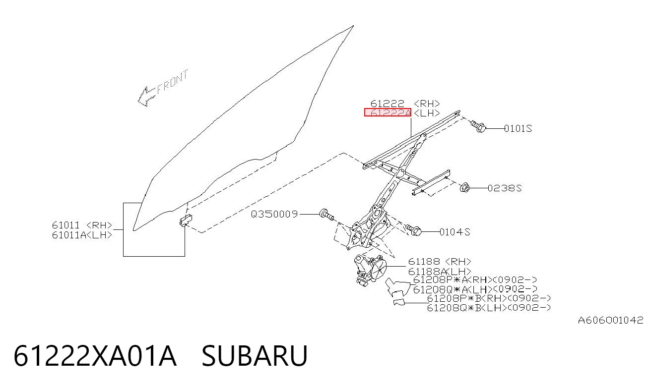 61222XA01A Subaru Механизм стеклоподъемника передней левой двери
