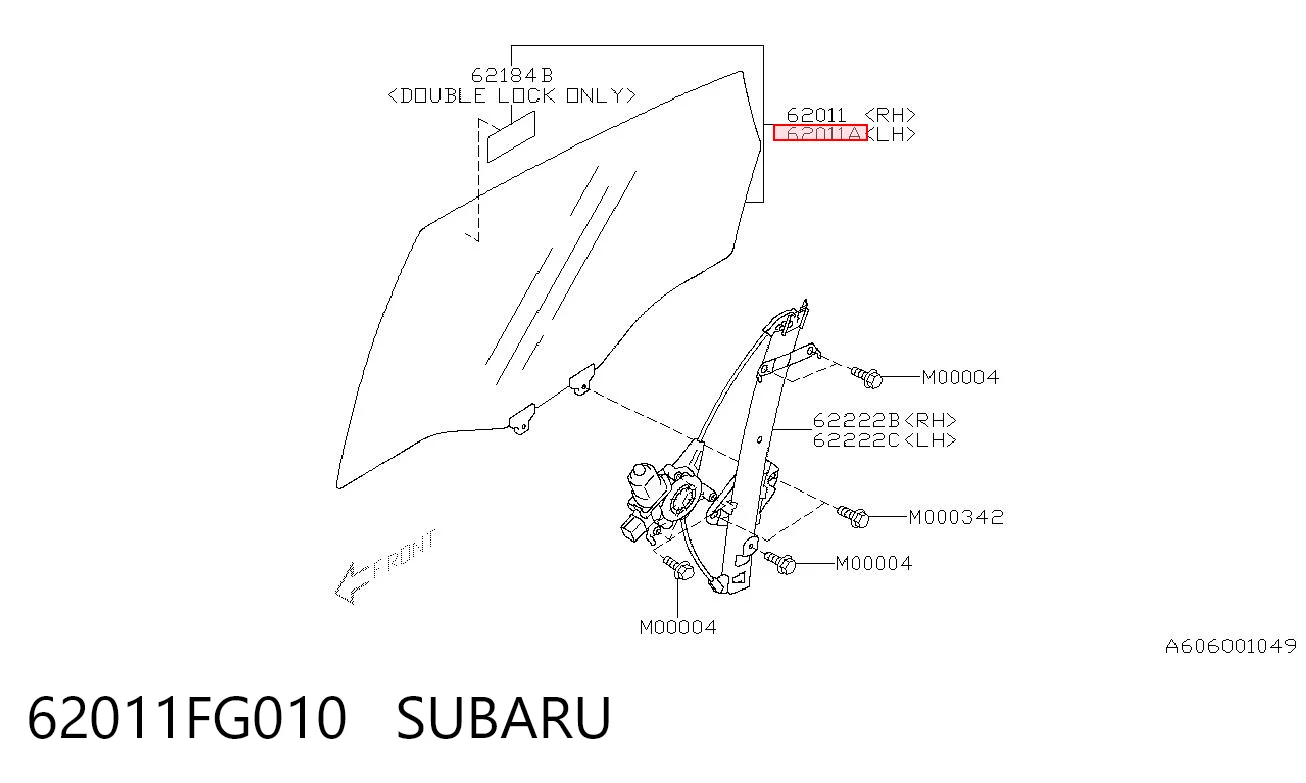 62011FG010 Subaru Стекло двери задней левой