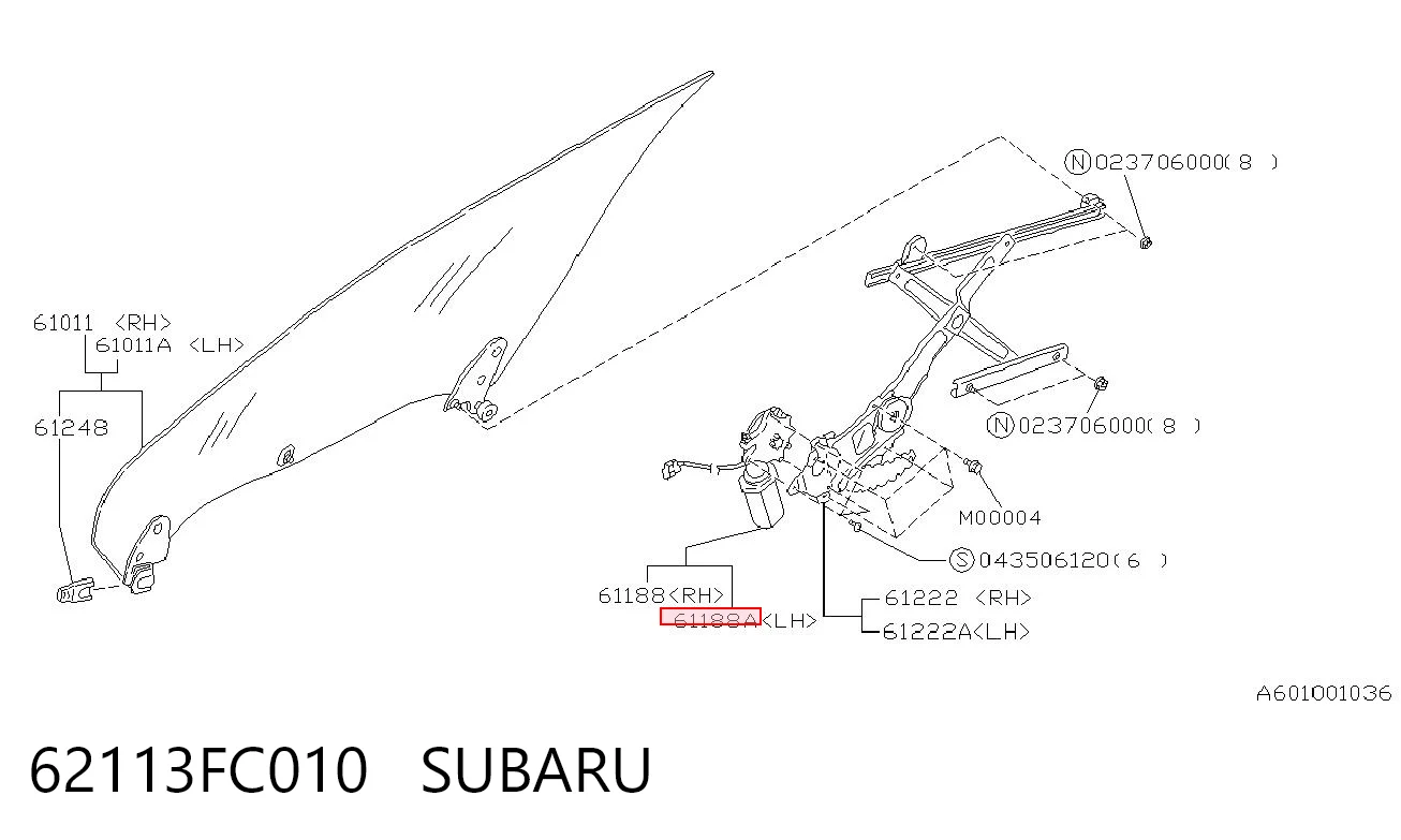 62113FC010 Subaru Мотор стеклоподъемника двери передней, левой