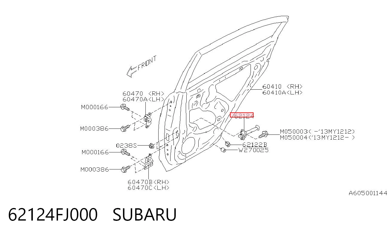 62124FJ000 Subaru Ограничитель двери, задний