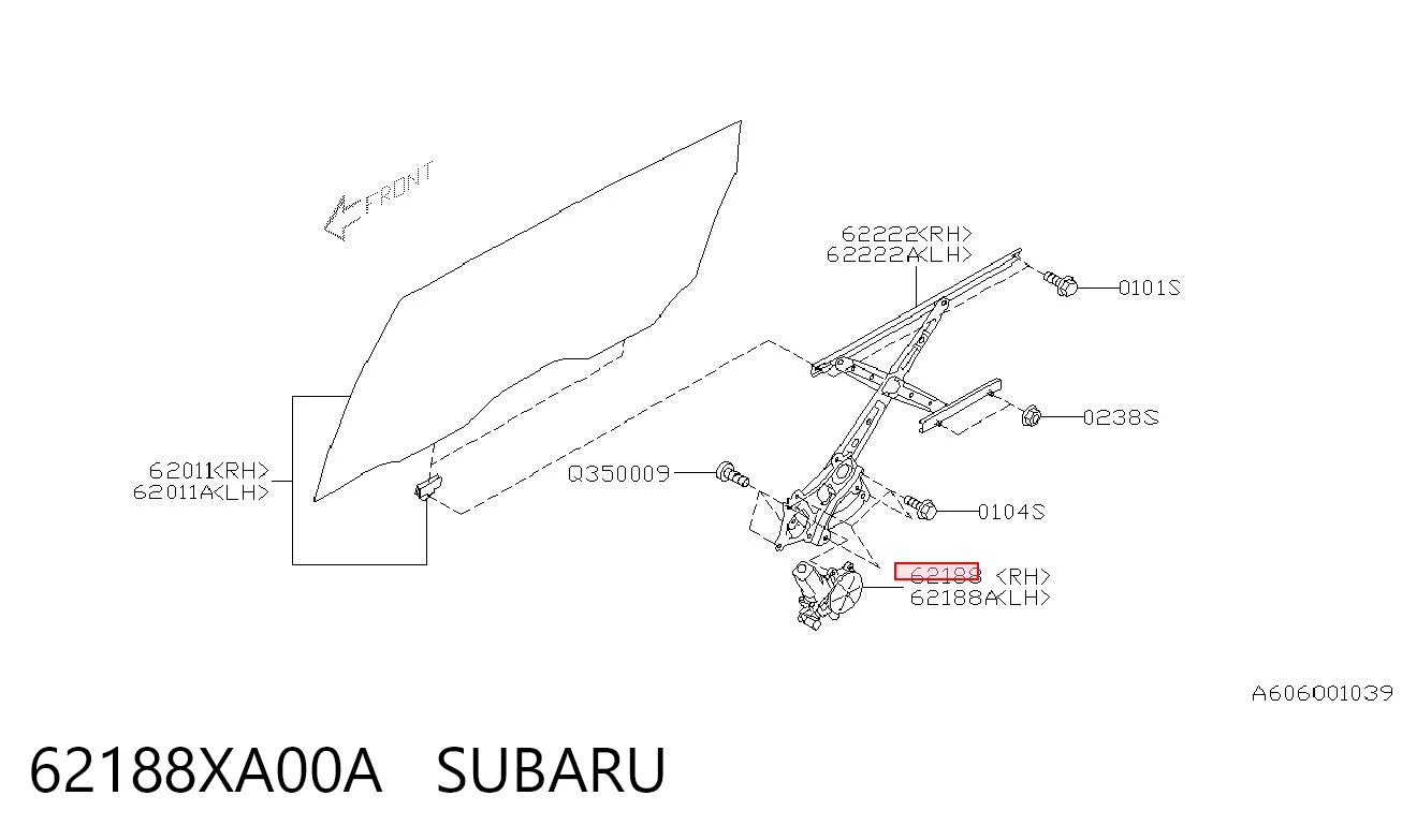 62188XA00A Subaru Мотор стеклоподъемника двери задней, правой