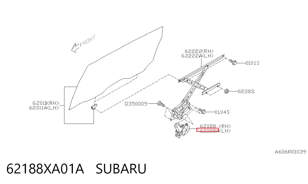 62188XA01A Subaru Мотор стеклоподъемника двери задней, левой