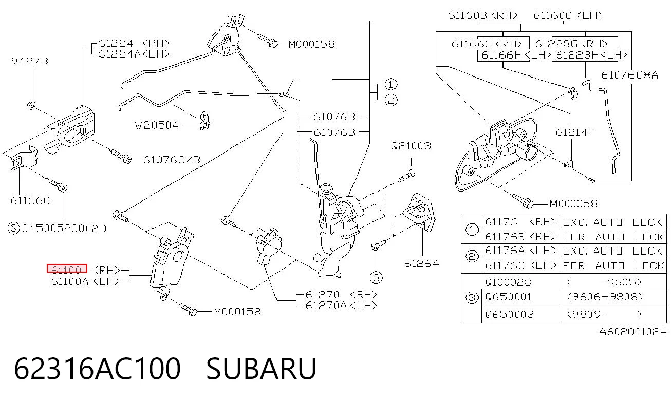 62316AC100 Subaru Мотор-привод откр/закр. замка двери, передней, правой
