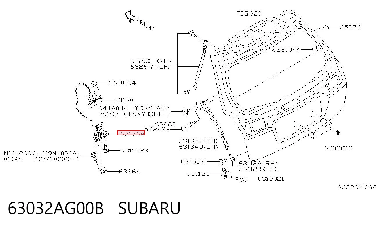 63032AG00B Subaru Замок пятой двери