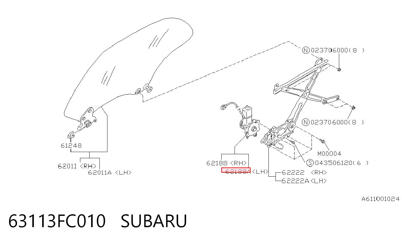 63113FC010 Subaru Мотор стеклоподъемника двери задней, левой