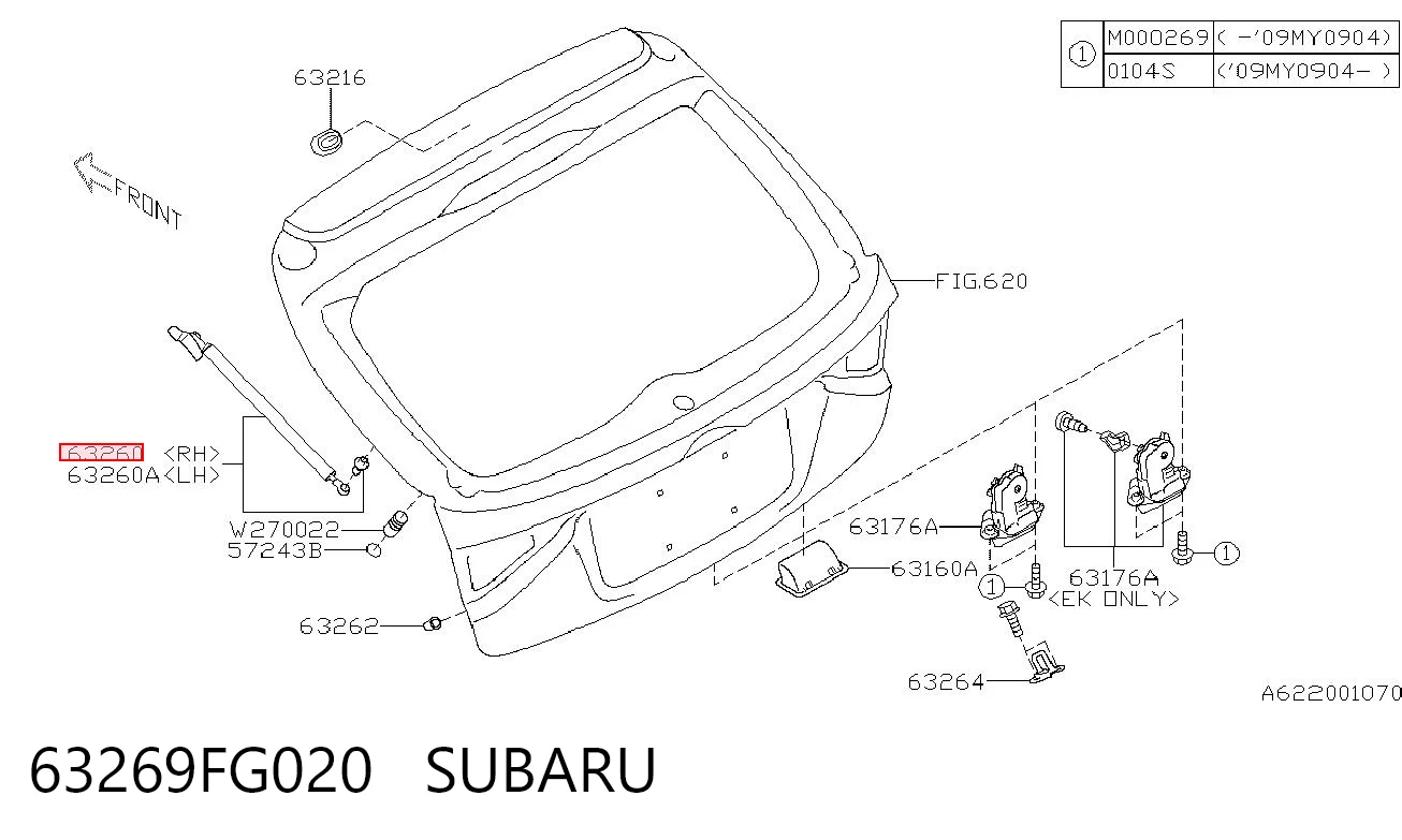 Амортизатор крышки багажника на Subaru Impreza III GH