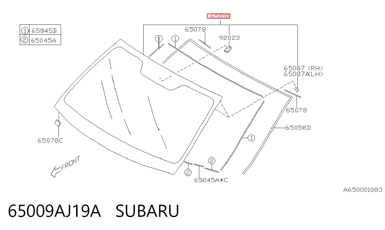 Стекло лобовое  SUBARU 65009AJ19A
