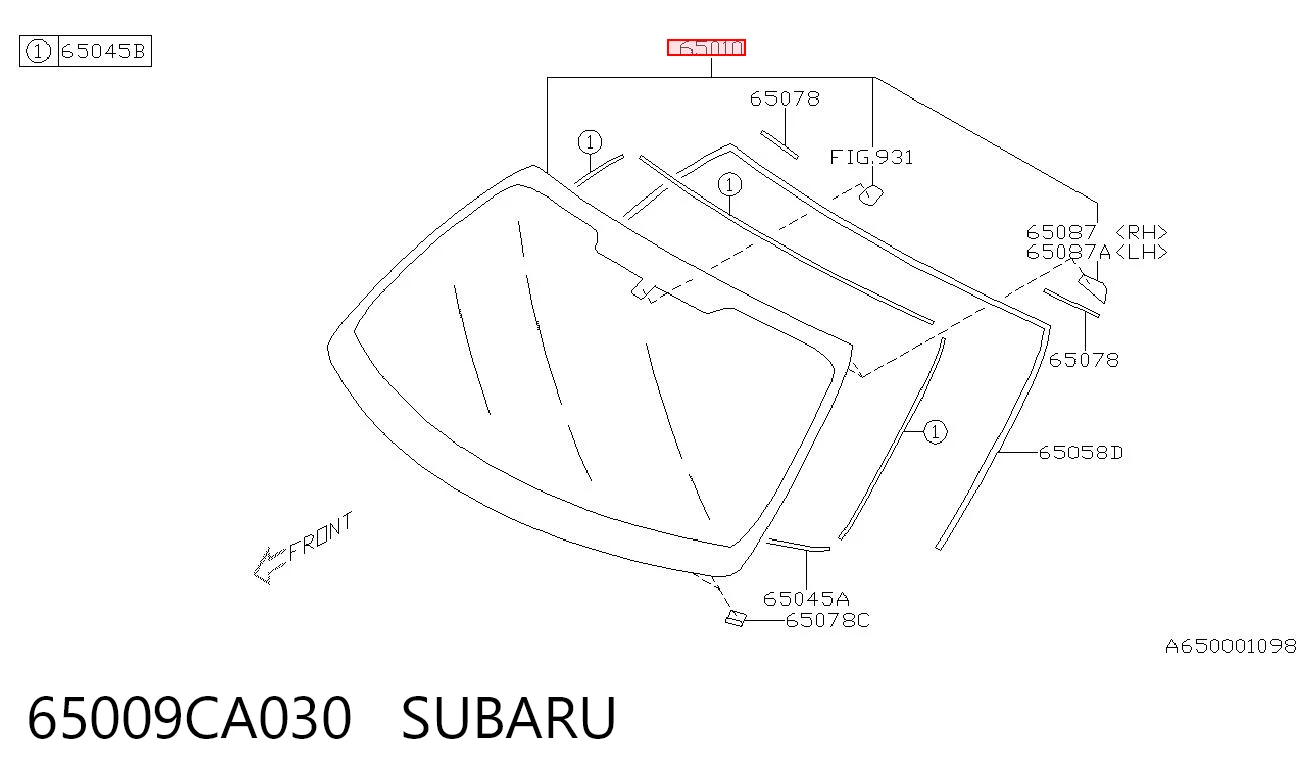 Стекло лобовое  SUBARU 65009CA030