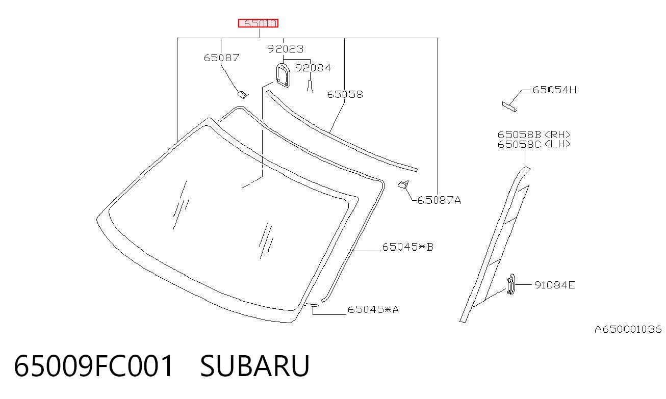 Стекло лобовое  SUBARU 65009FC001