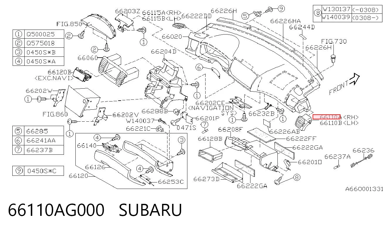 66110AG000 Subaru 