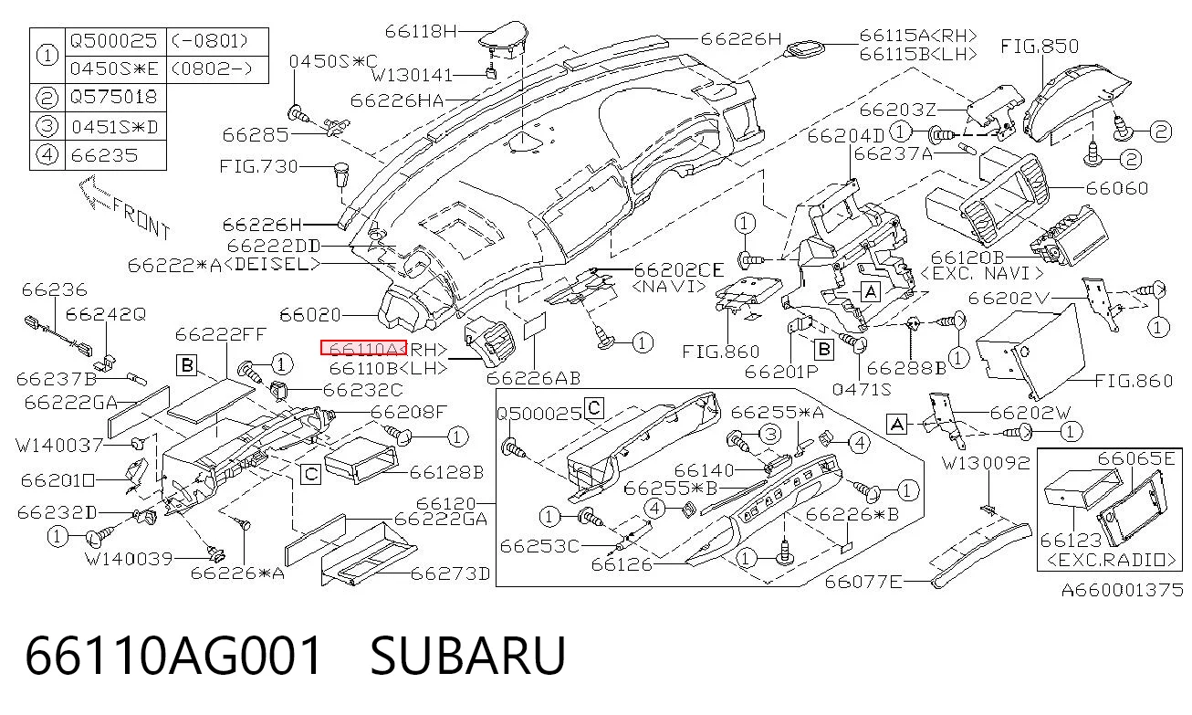 66110AG001 Subaru 