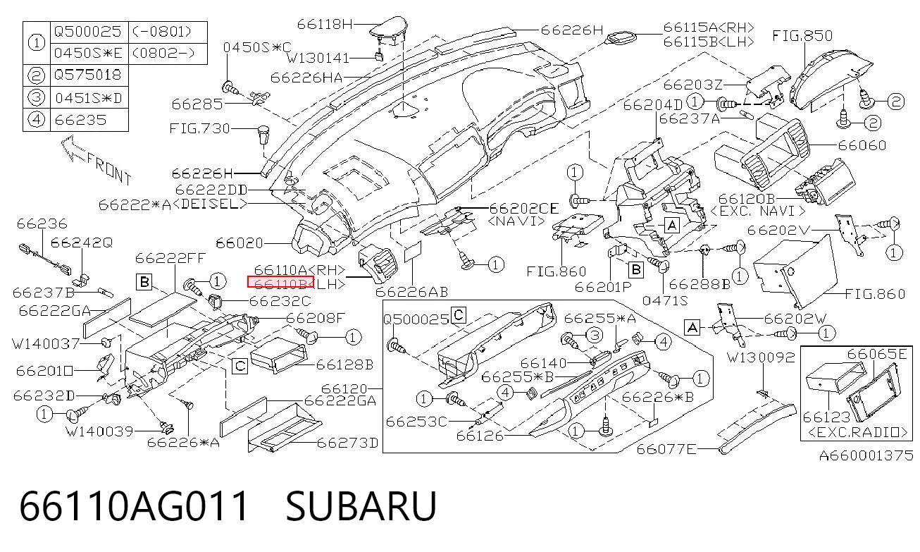 66110AG011 Subaru 