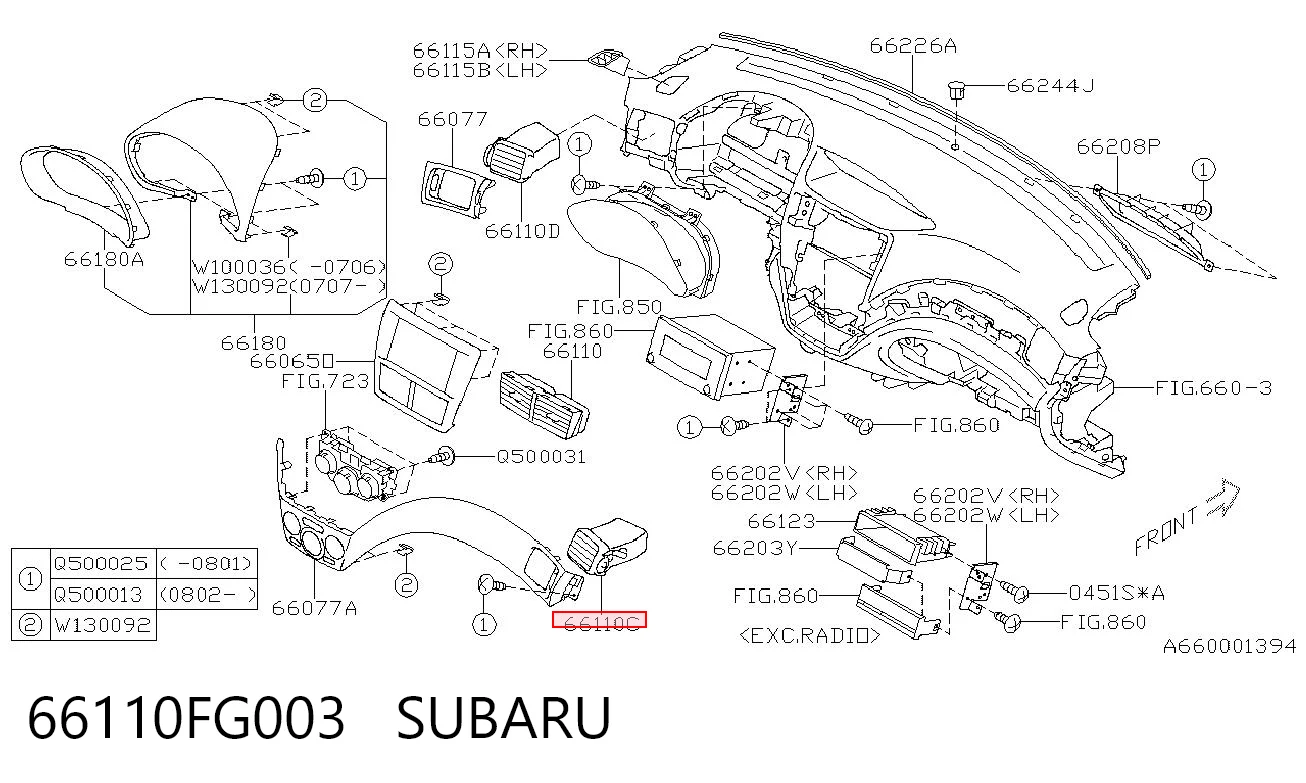 66110FG003 Subaru Решетка воздуховода правая