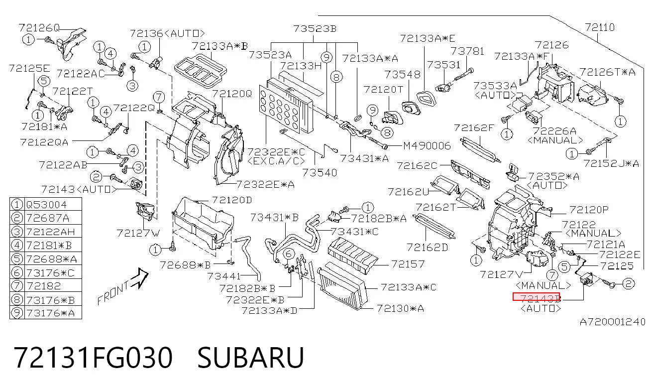 72131FG030 Subaru 