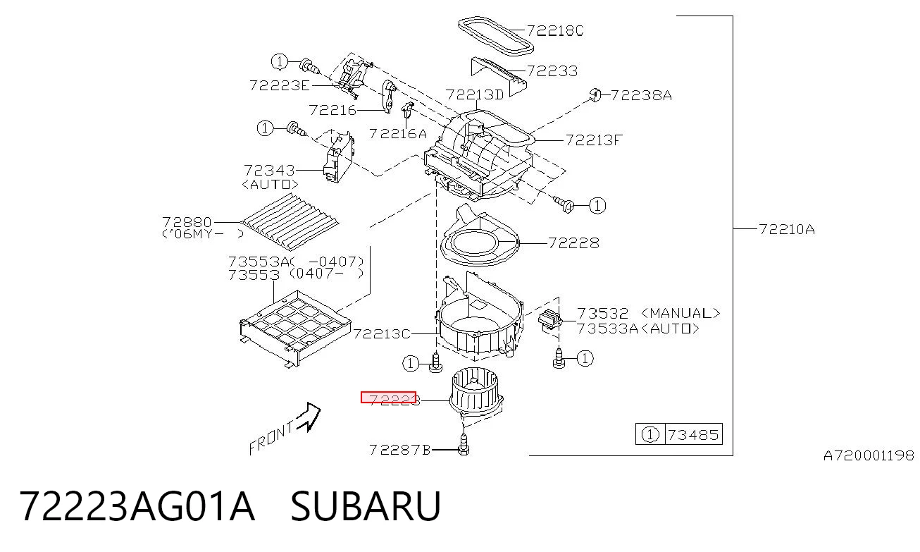 72223AG01A Subaru Электромотор печки